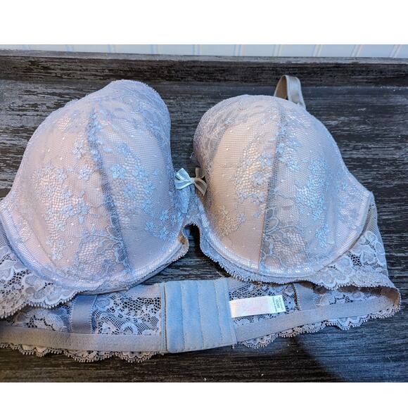Victoria's Secret Angels Lace Heather Gray/Pink Padded T shirt Bra Size 38DD - Picture 4 of 4